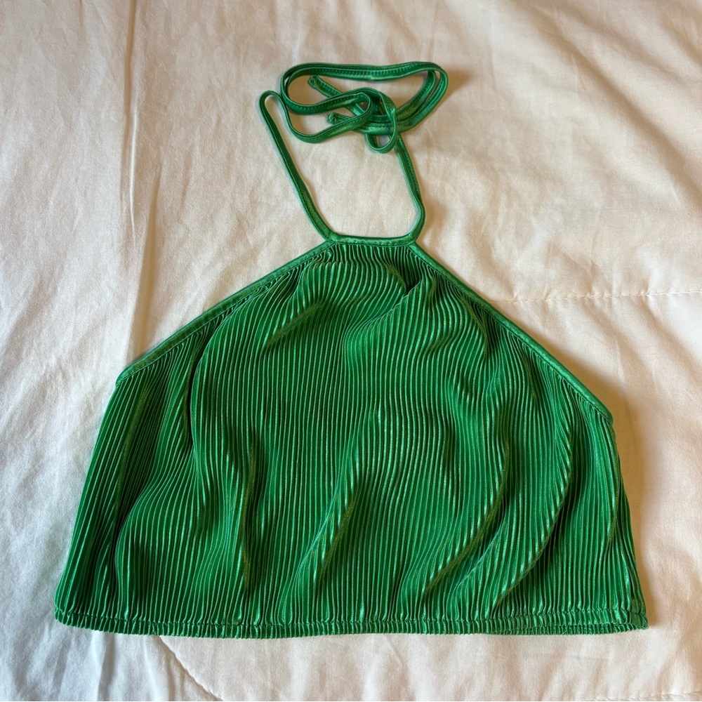 Princess Polly Emerald Green Ribbed Halter Top